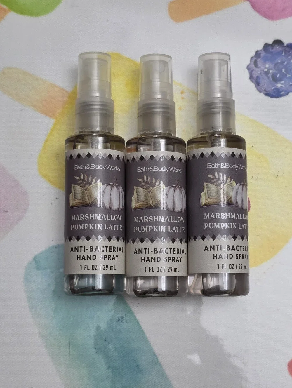 Bath & Body Works Marshmallow Pumpkin Latte Anti-Bacterial Hand Spray Set of 3